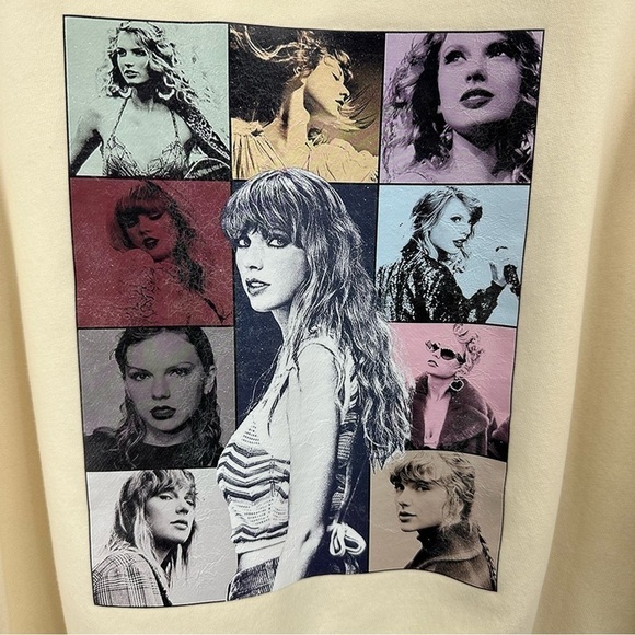 Taylor Swift Beige The Eras Tour Concert Graphic Hoodie Size Large - Picture 5 of 8